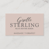 Elegante Massage Therapist Blush Pink Script Visitekaartje (Voorkant)