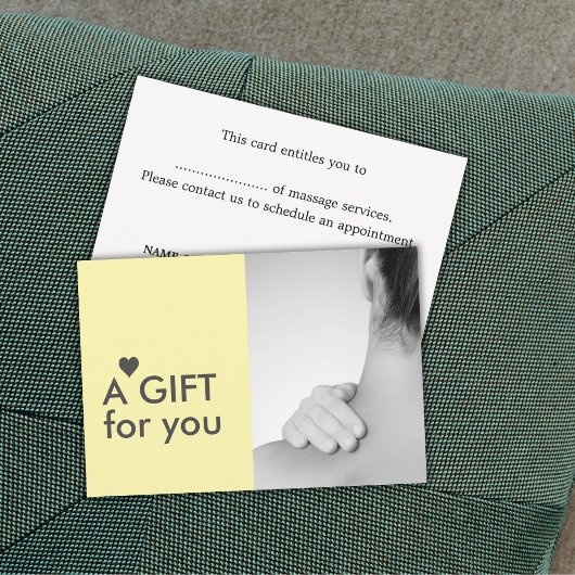 Elegante massagetherapeut foto geel grijs hart 