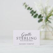 Elegante massagetherapeut Paarse Lila script Visitekaartje (Staand voorkant)
