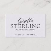Elegante massagetherapeut Paarse Lila script Visitekaartje (Voorkant)