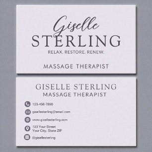 Elegante massagetherapeut Paarse Lila script Visitekaartje