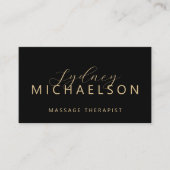 Elegante Massagetherapeut QR-code Zwart Goud Visitekaartje (Voorkant)