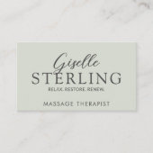 Elegante massagetherapeut Sage Green Modern Visitekaartje (Voorkant)
