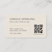 Elegante Massagetherapeutus Neutraal Beige QR-code Visitekaartje (Achterkant)