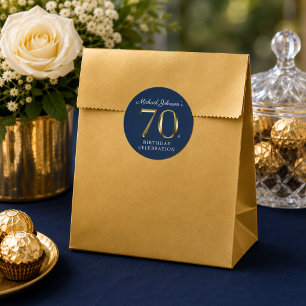 Elegante massief gouden marineblauwe 70ste verjaar ronde sticker