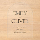 Elegante massief zwarte boog vormige bruiloft acryl uitnodigingen (Voorkant)