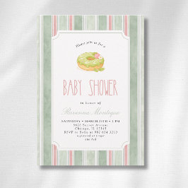 Elegante Matcha Donut Sage Voor Meisje Baby Shower Kaart