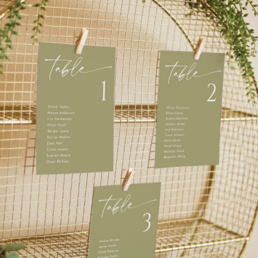 Elegante Matcha Green Wedding Zitting Grafiek Kaar Kaart
