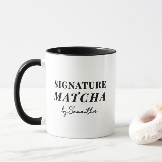 Elegante Matcha Tea Quote Typografie Mok (Met donut)