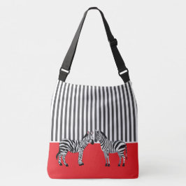 Elegante matching Zwart en wit zebra Rood Crossbody Tas