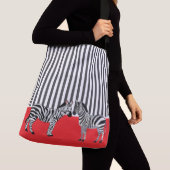 Elegante matching Zwart en wit zebra Rood Crossbody Tas (Dichtbij)