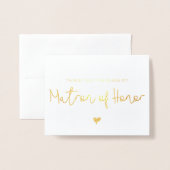 Elegante Matron of Honor Dank u Foto Gold Folie Kaarten (Voorkant met envelop)