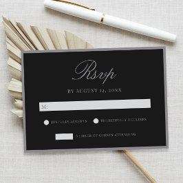 Elegante matte zwarte Old Money-huwelijk RSVP Kaartje