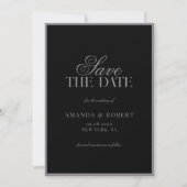 Elegante matte zwarte oude geld bruiloft save the date (Voorkant)