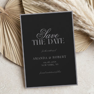 Elegante matte zwarte oude geld bruiloft save the date