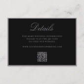 Elegante matte zwarte QR-code details bruiloft Informatiekaartje (Voorkant)