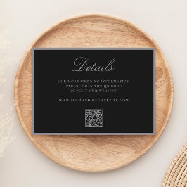 Elegante matte zwarte QR-code details bruiloft Informatiekaartje