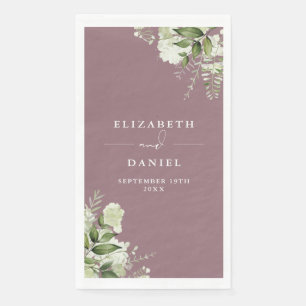 Elegante Mauve Bloemen Bruiloft Servet