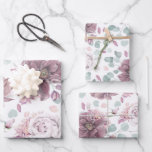 Elegante Mauve bloemen en bladeren botanisch patro Inpakpapier Vel<br><div class="desc">Botanische mauve bloemmotief wikkelpapier</div>