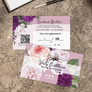 Elegante Mauve Bloemen Haar Stylist Afspraak QR Visitekaartje