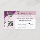 Elegante Mauve Bloemen Haar Stylist Afspraak QR Visitekaartje (Achterkant)