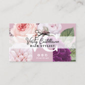 Elegante Mauve Bloemen Haar Stylist Afspraak QR Visitekaartje (Voorkant)