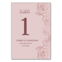 Elegante Mauve Bloemen Verjaardag Feest Tafelnumme