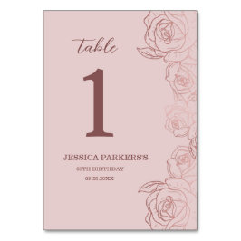 Elegante Mauve Bloemen Verjaardag Feest Tafelnumme Kaart