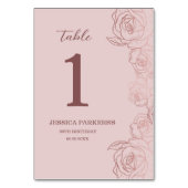 Elegante Mauve Bloemen Verjaardag Feest Tafelnumme Kaart (Voorkant)