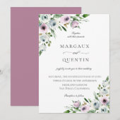 Elegante Mauve Bloemenbruiloft Kaart (Voorkant / Achterkant)