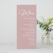 Elegante Mauve Bruiloft  Menu (Staand voorkant)
