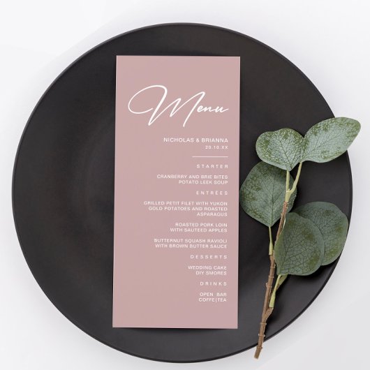Elegante Mauve Bruiloft  Menu