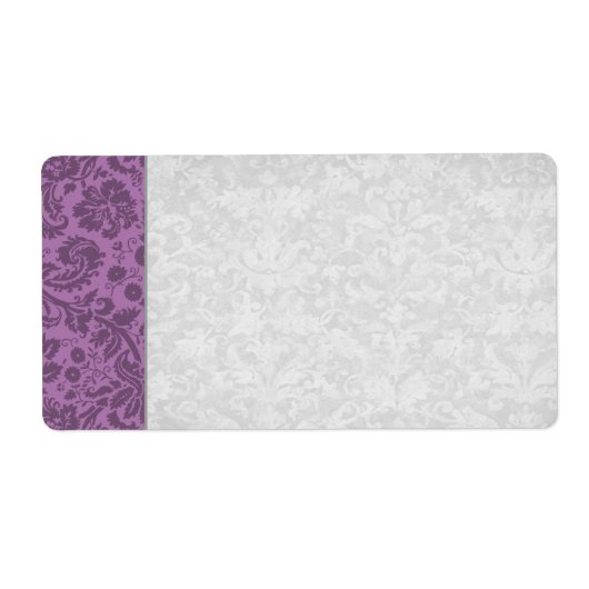 Elegante Mauve Damask bruiloft Etiket (Voorkant)