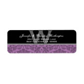 Elegante Mauve Damask bruiloft Etiket (Voorkant)