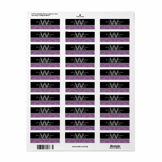 Elegante Mauve Damask bruiloft Etiket (Full Sheet)