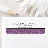 Elegante Mauve Damask bruiloft Etiket (Insitu)
