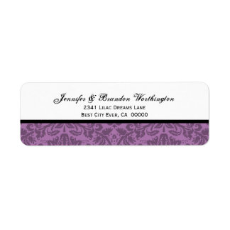 Elegante Mauve Damask bruiloft Etiket