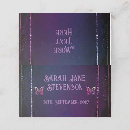 Elegante Mauve en gouden bruiloft Plaatskaartje (Buitenkant ongevouwen)