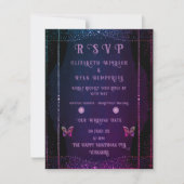 Elegante Mauve en gouden bruiloft RSVP Kaartje (Voorkant)