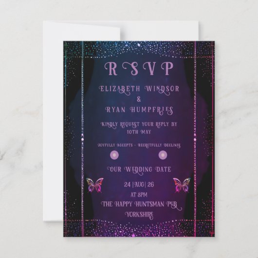 Elegante Mauve en gouden bruiloft RSVP Kaartje (Voorkant)