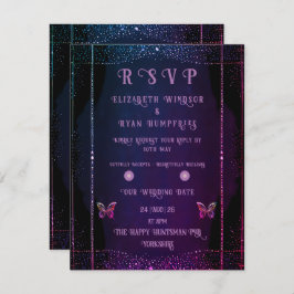 Elegante Mauve en gouden bruiloft RSVP Kaartje