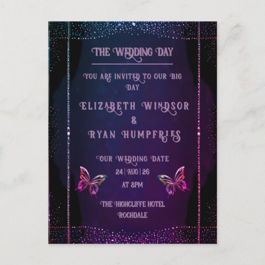 Elegante Mauve en gouden bruiloft uitnodigingen (Voorkant)