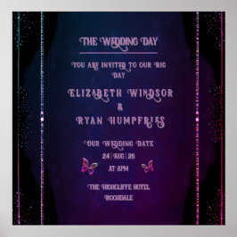 Elegante Mauve en gouden bruiloft uitnodigingen Poster