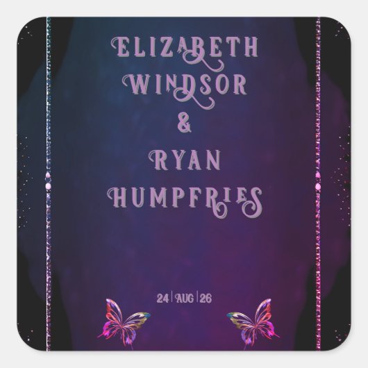 Elegante Mauve en gouden bruiloft uitnodigingen Vierkante Sticker (Voorkant)