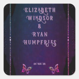 Elegante Mauve en gouden bruiloft uitnodigingen Vierkante Sticker