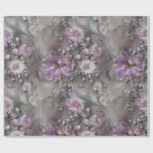 Elegante Mauve, Grijs, en Ivoor Bloemen & Beaded Cadeaupapier (Vlak)