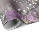 Elegante Mauve, Grijs, en Ivoor Bloemen & Beaded Cadeaupapier (Rol Hoek)