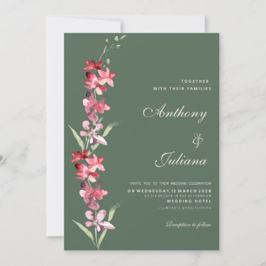 Elegante mauve groene roze orchidee bloemen Bruilo Kaart (Voorkant)