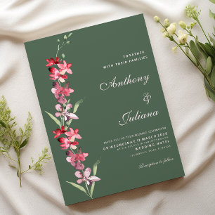 Elegante mauve groene roze orchidee bloemen Bruilo Kaart
