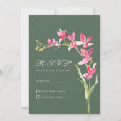Elegante mauve groene roze orchidee bloemen RSVP Kaart (Voorkant)